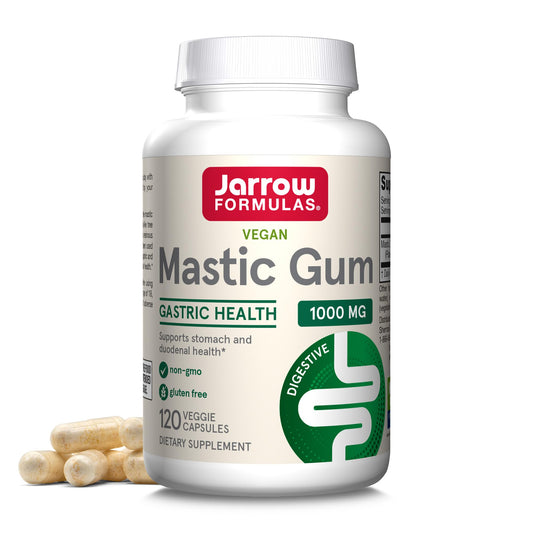 Jarrow Formulas Mastic Gum 1000mg bottle offering plant-based digestive support