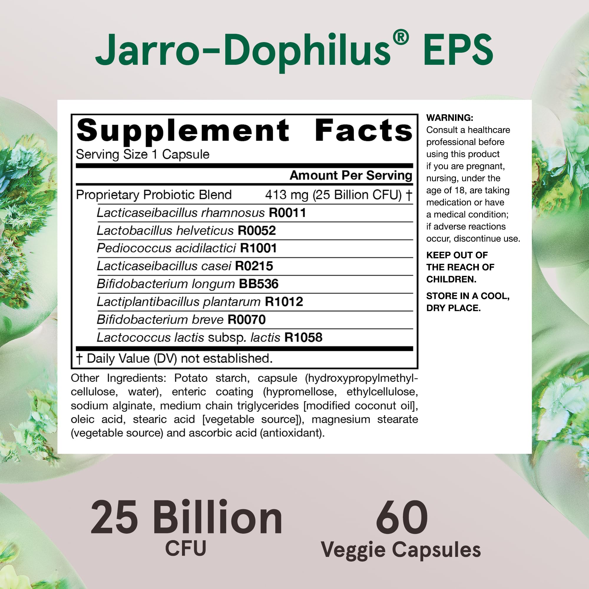 Label close-up on Jarrow Mastic Gum bottle highlighting the vegan capsule format