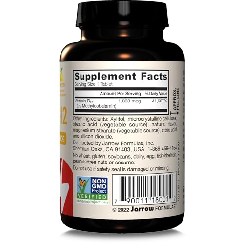 Jarrow Formulas methyl B-12 closeup of ingredients emphasizes quality