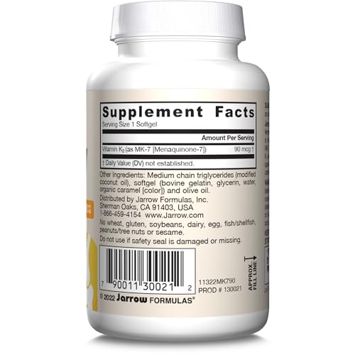 Daily-dosage cue from Jarrow MK-7 packaging for easy routine
