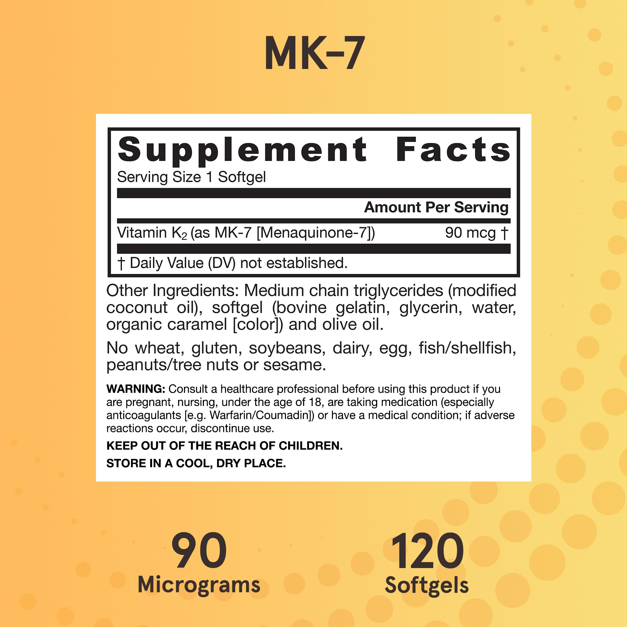 Softgels with MCT oil carrier in Jarrow MK-7 formulation.