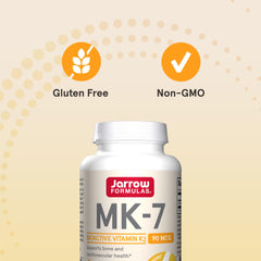 Softgel pour of Jarrow MK-7 illustrating easy daily intake with meals