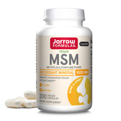 Jarrow Formulas MSM 1000 mg bottle promotes joint support.