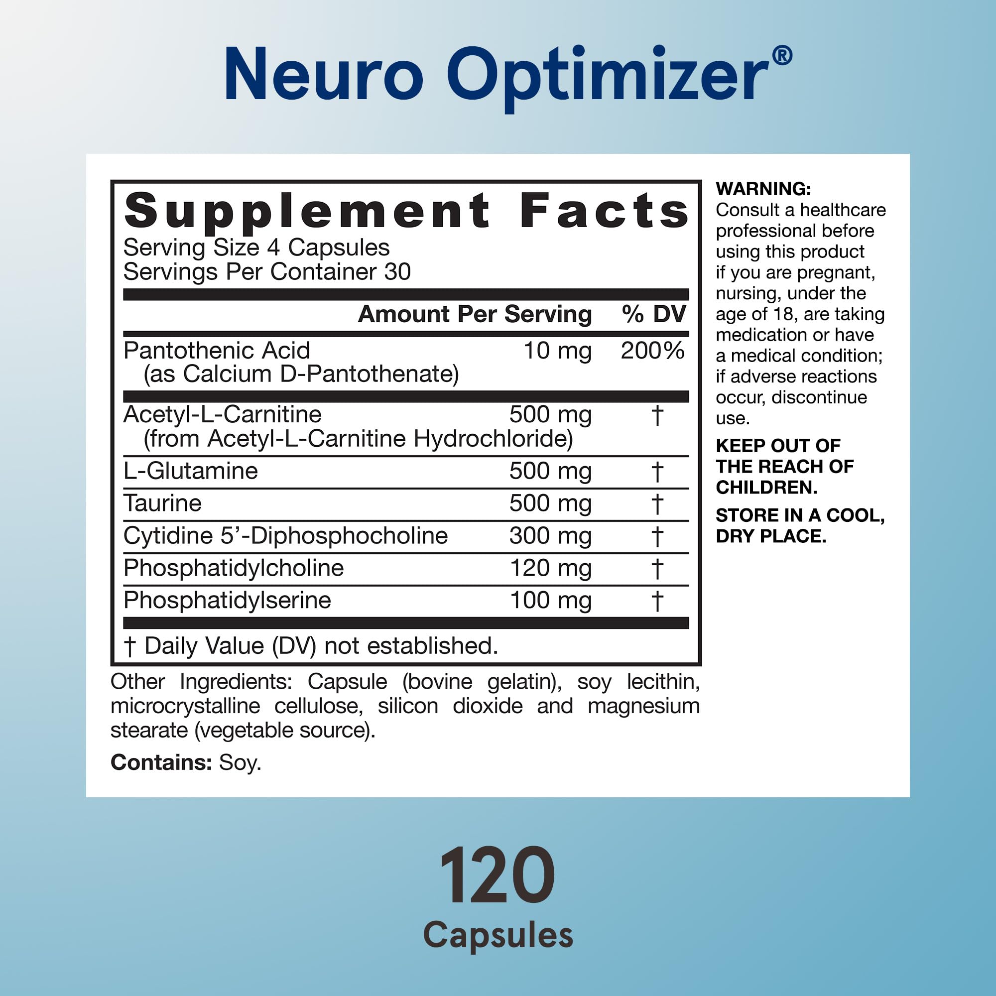 Jarrow Formulas Neuro Optimizer close-up capsules for easy daily supplementation.