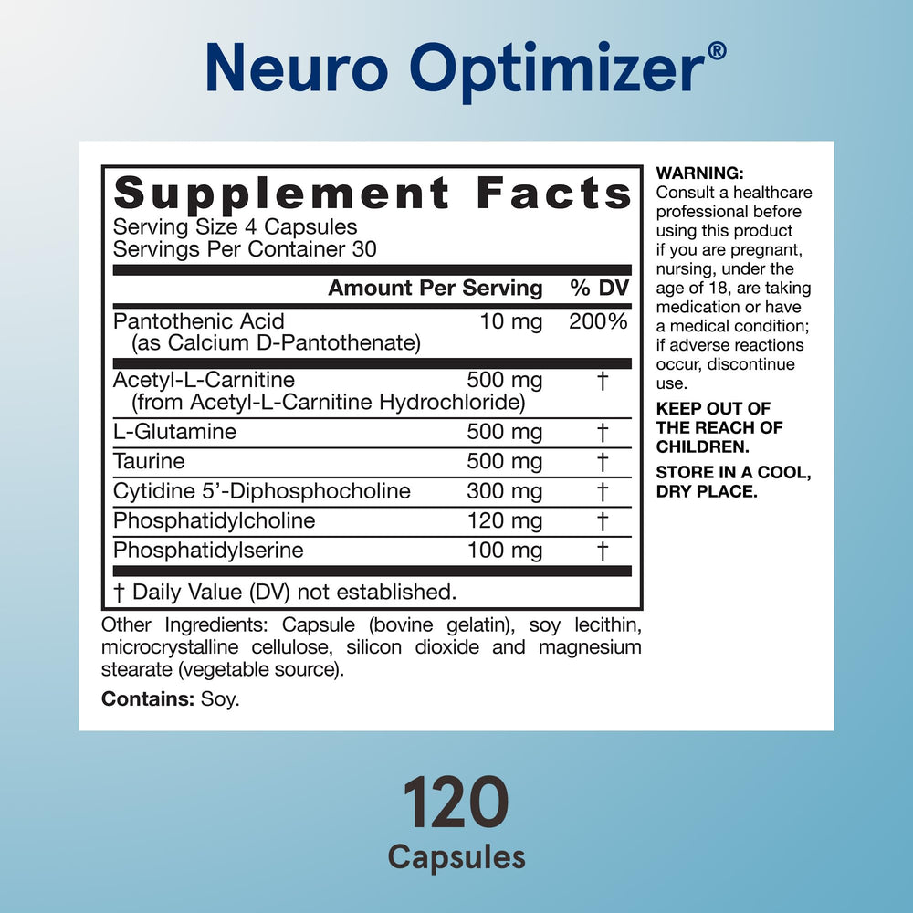 Jarrow Formulas Neuro Optimizer close-up capsules for easy daily supplementation.