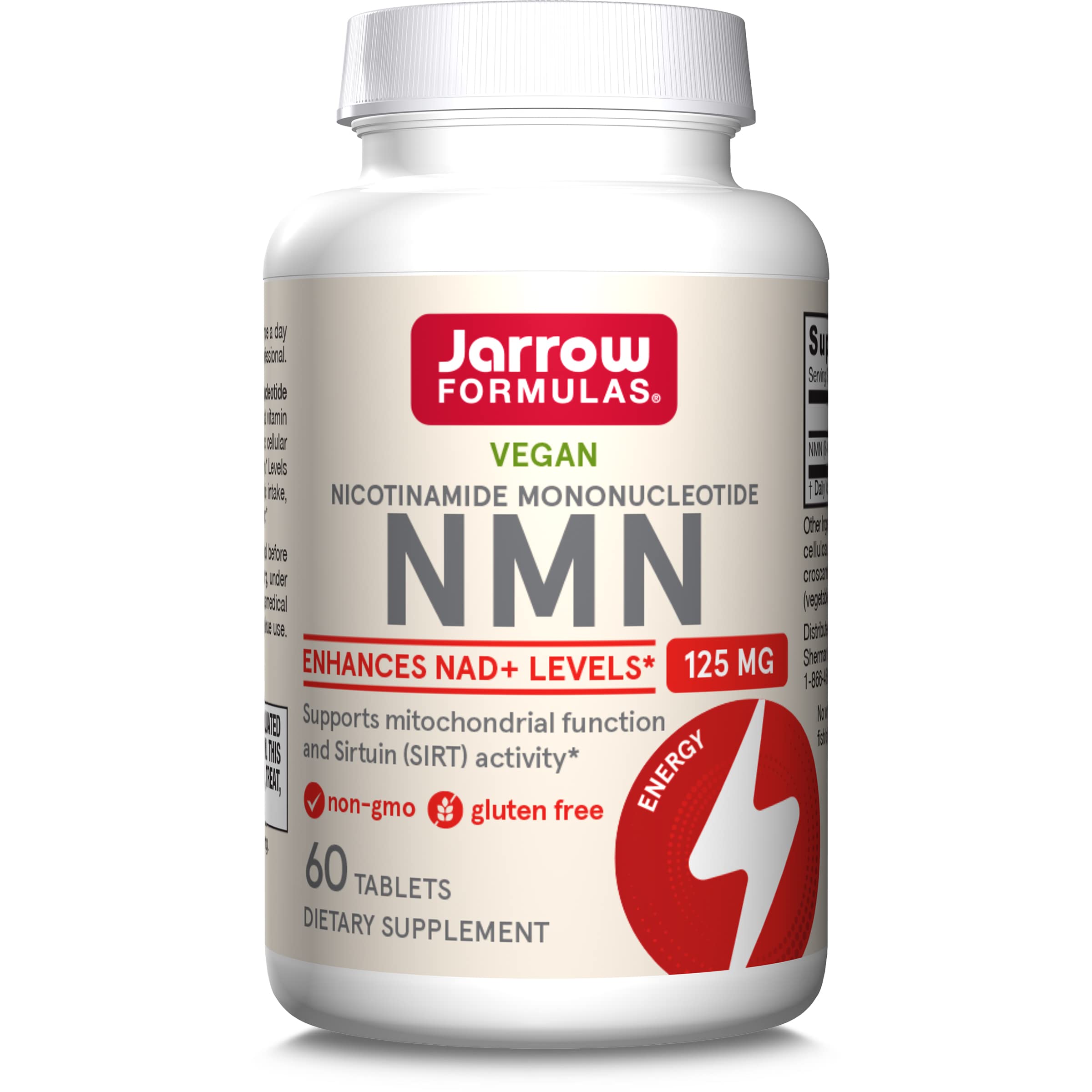Jarrow Formulas NMN bottle on kitchen counter for daily energy support.