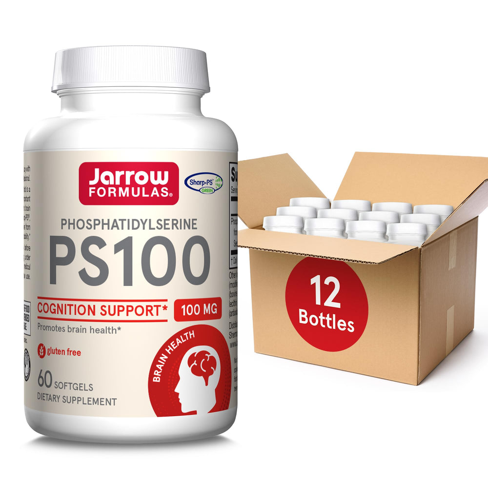 Jarrow Formulas PS100 bottle front showing 60 softgels for brain health support.