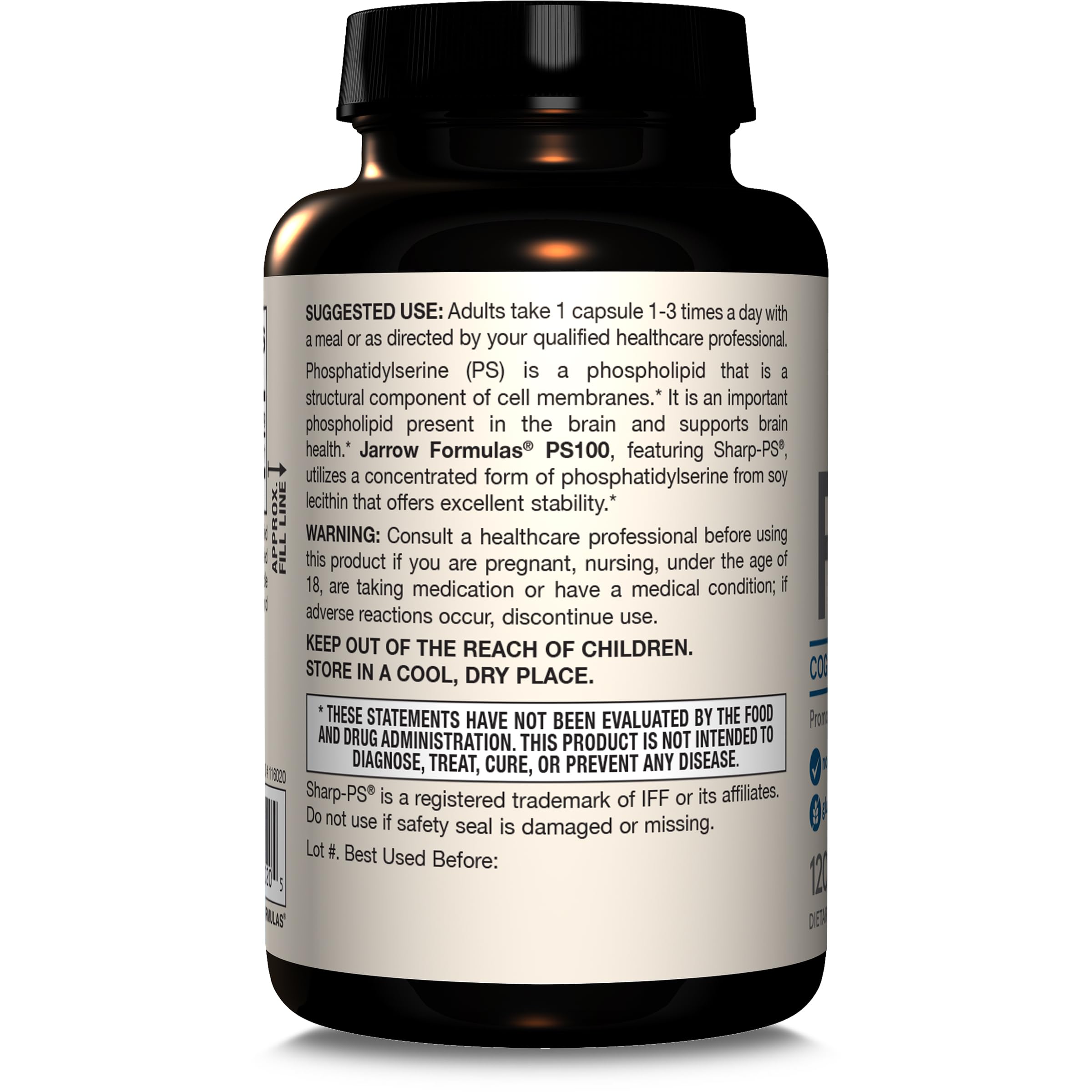 PS100 on kitchen shelf suggesting convenient daily supplement routine.