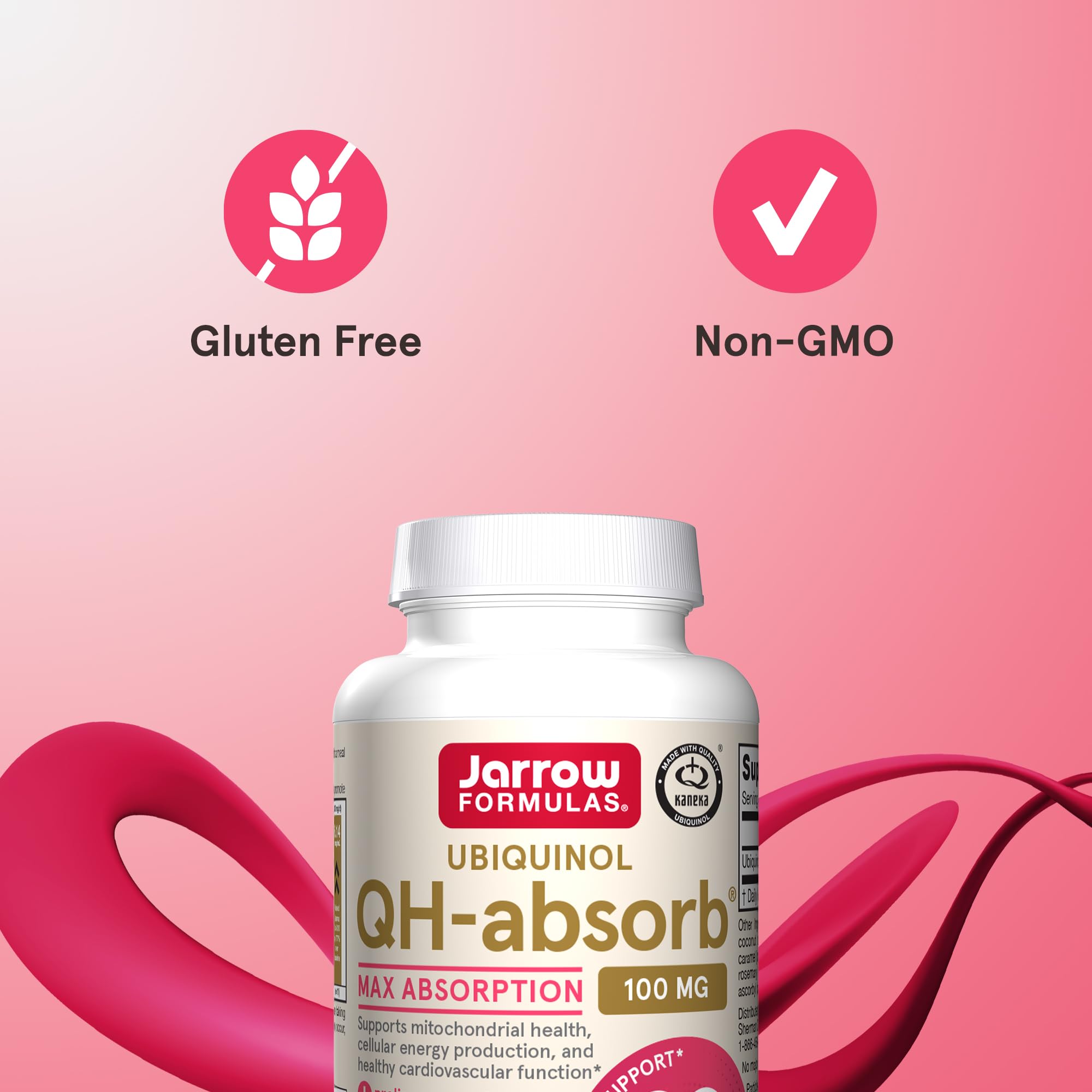 Jarrow Formulas QH-Absorb ubiquinol bottle back nutrition panel