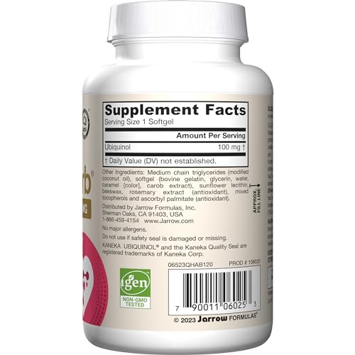 Jarrow Formulas QH-Absorb softgels closeup shows active antioxidant ubiquinol