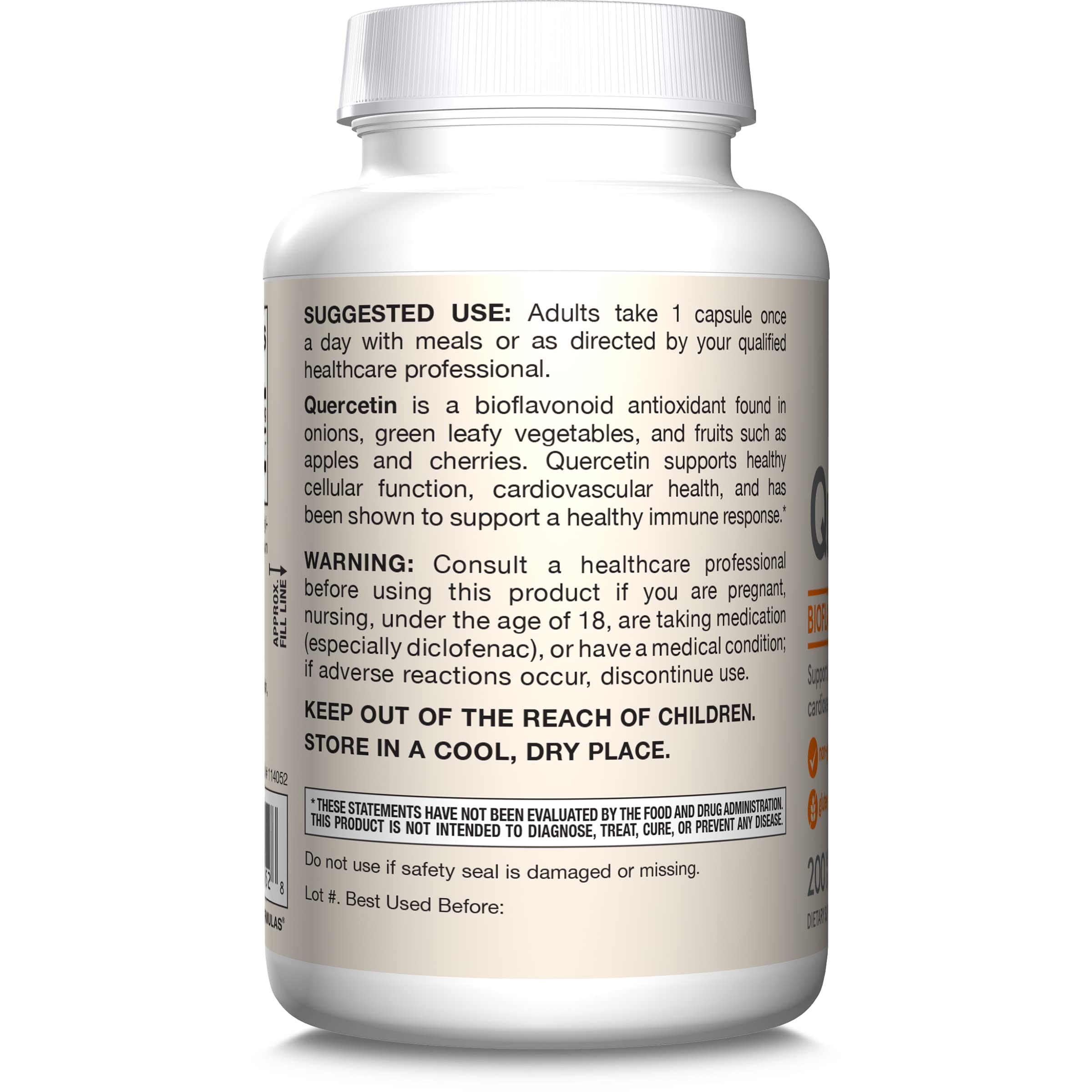 Quercetin bottle stored in cabinet for easy access