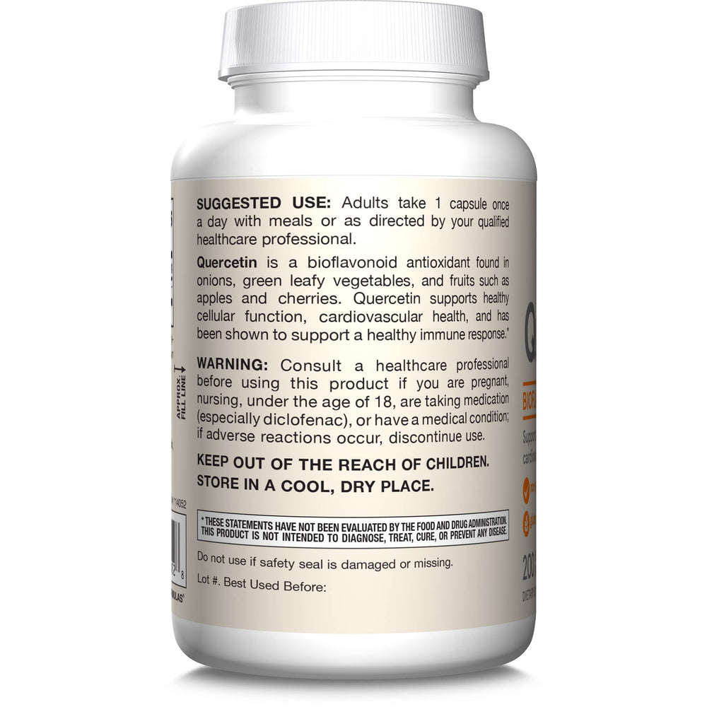 Quercetin bottle stored in cabinet for easy access