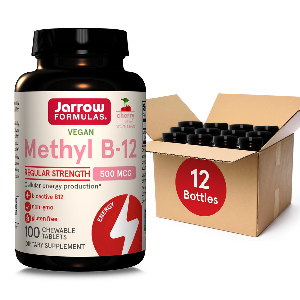 Jarrow Formulas Regular Strength Methyl B-12 chewable tablets for daily energy support