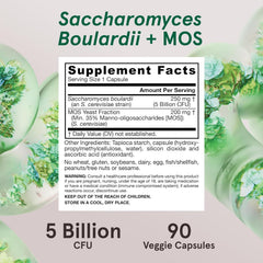 Jarrow Formulas Saccharomyces boulardii + MOS bottle with glass