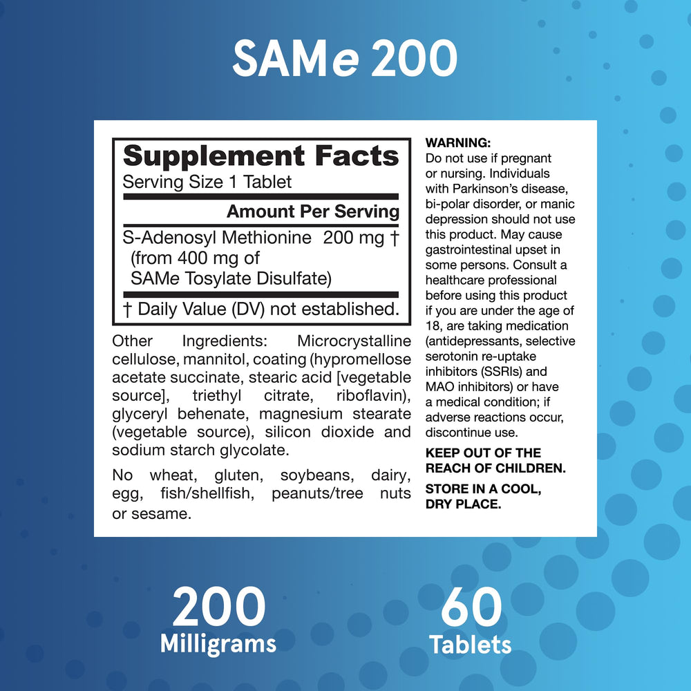 Jarrow Formulas SAMe 200 mg enteric coating close-up demonstrates protected active delivery
