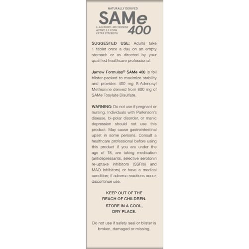 SAMe 400 mg on kitchen counter with bottle for everyday use.