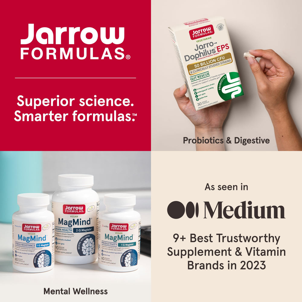 Jarrow Theanine 200mg bottle with water illustrates simple daily intake