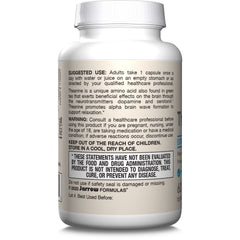 Jarrow Theanine 200mg capsules stacked for study or work sessions