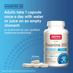 Jarrow Formulas Theanine 200mg vegan capsules ready for everyday use