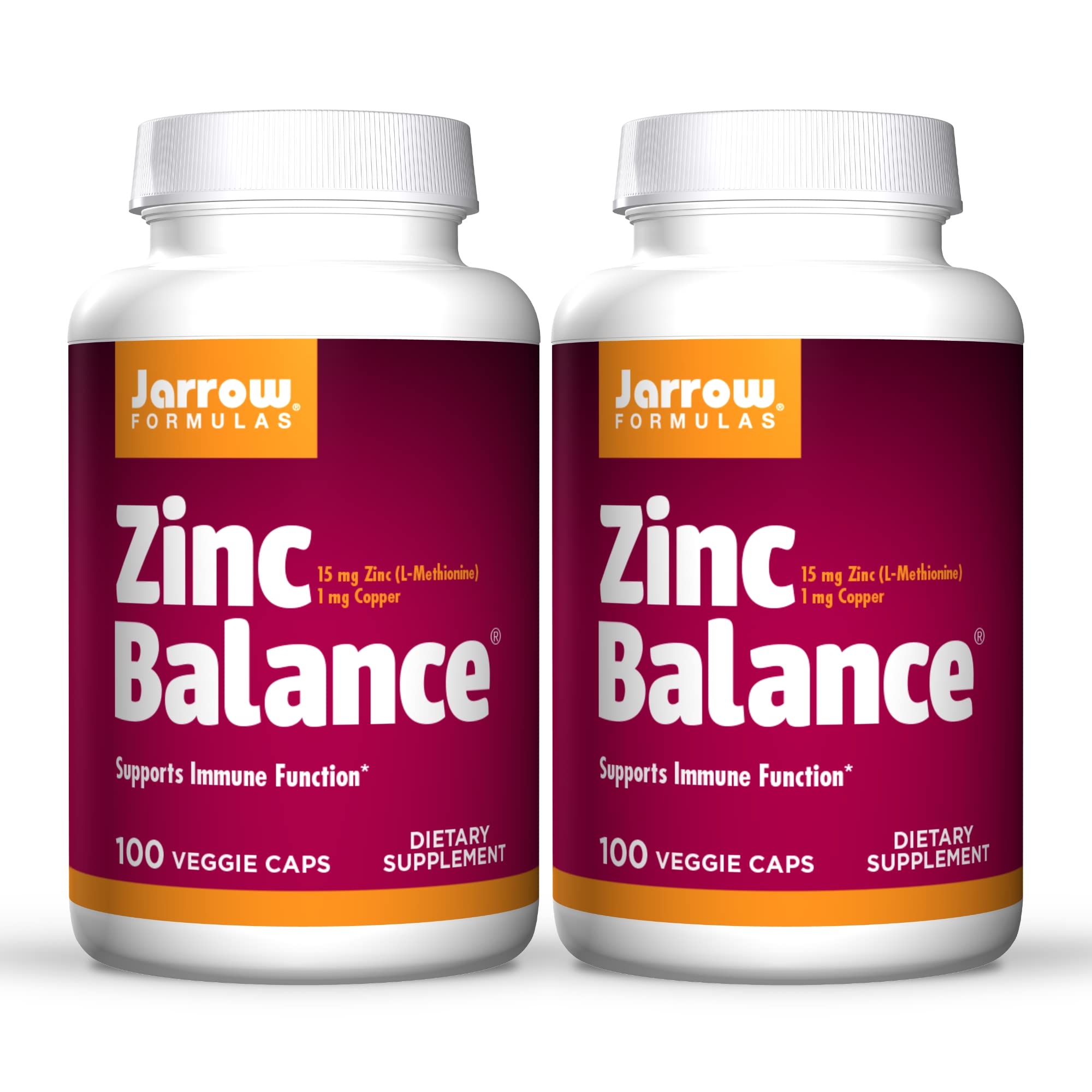 Jarrow Formulas Zinc Balance 15 mg bottle front showing dosage for daily immune support