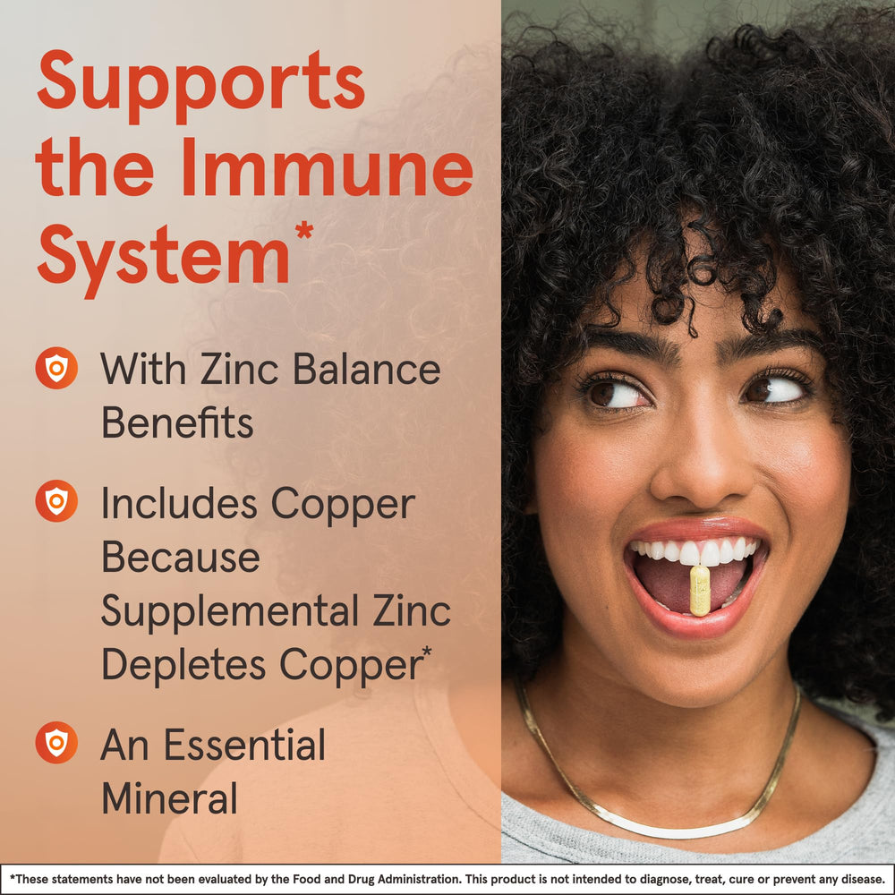 Ingredients panel image emphasizes zinc L-methionine and copper gluconate composition