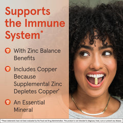 Ingredients panel image emphasizes zinc L-methionine and copper gluconate composition
