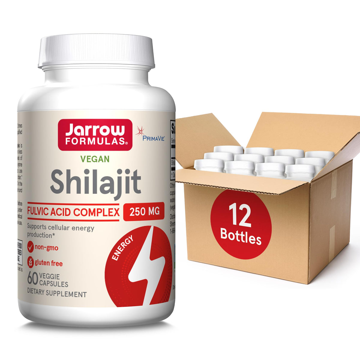 Jarrow Formulas Shilajit fulvic acid bottle signals energy support during workouts.