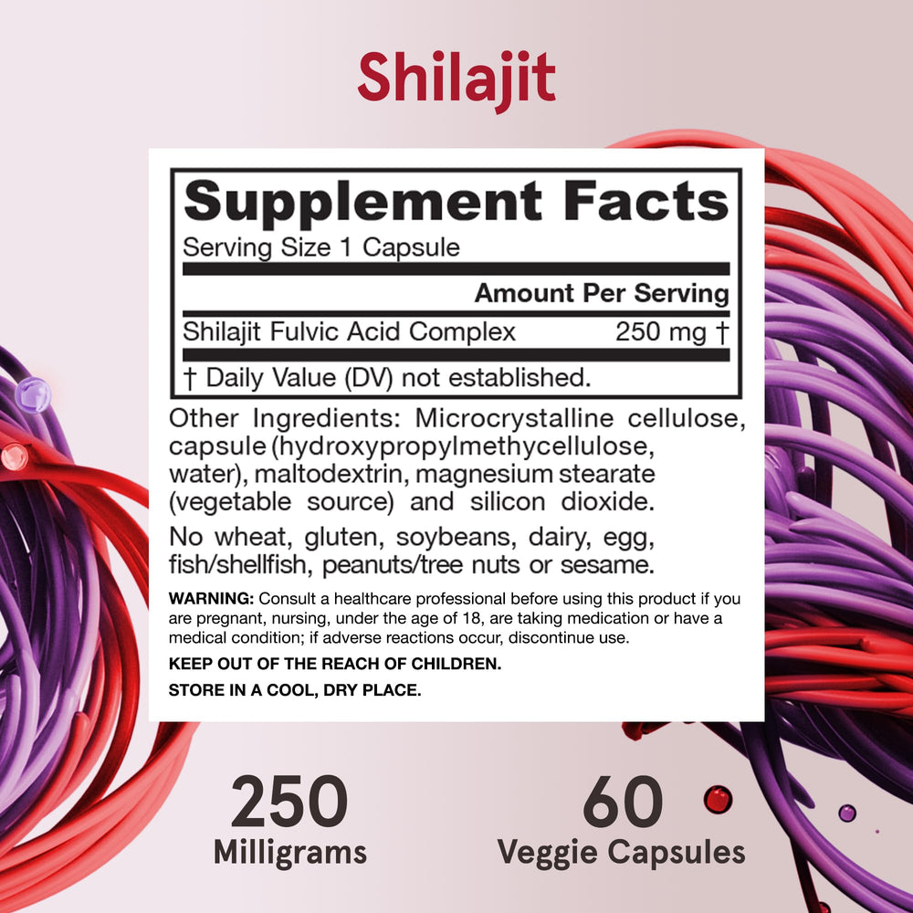 One capsule with a meal demonstrates daily use of Jarrow Shilajit for energy.