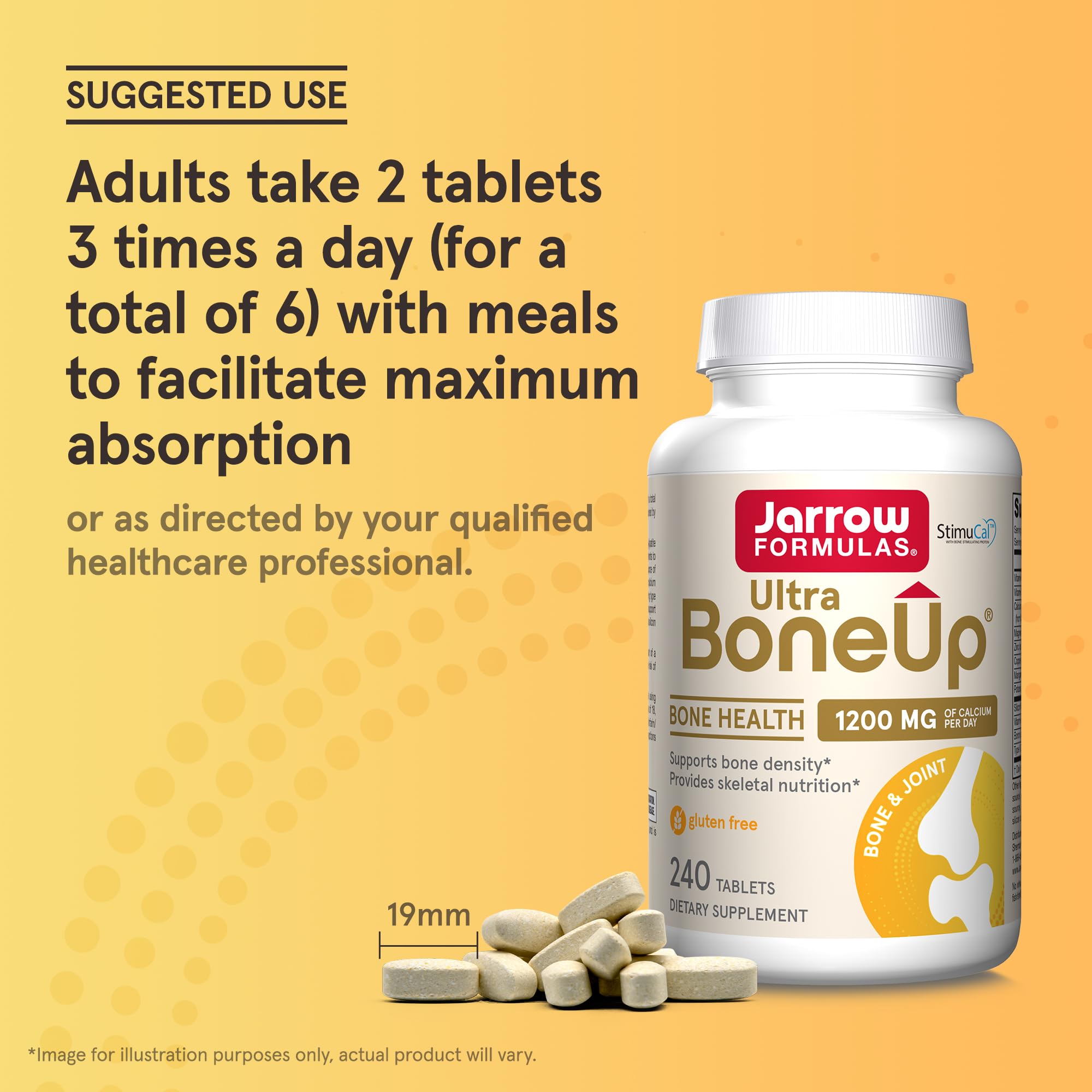 Close-up of Ultra BoneUp tablets for easy swallowing