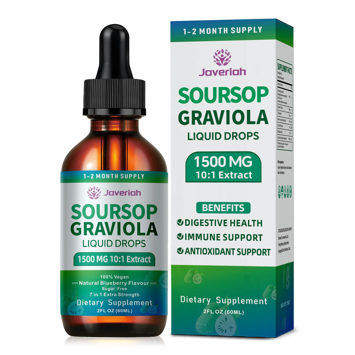 Javeriah soursop liquid drops bottle for daily immune support