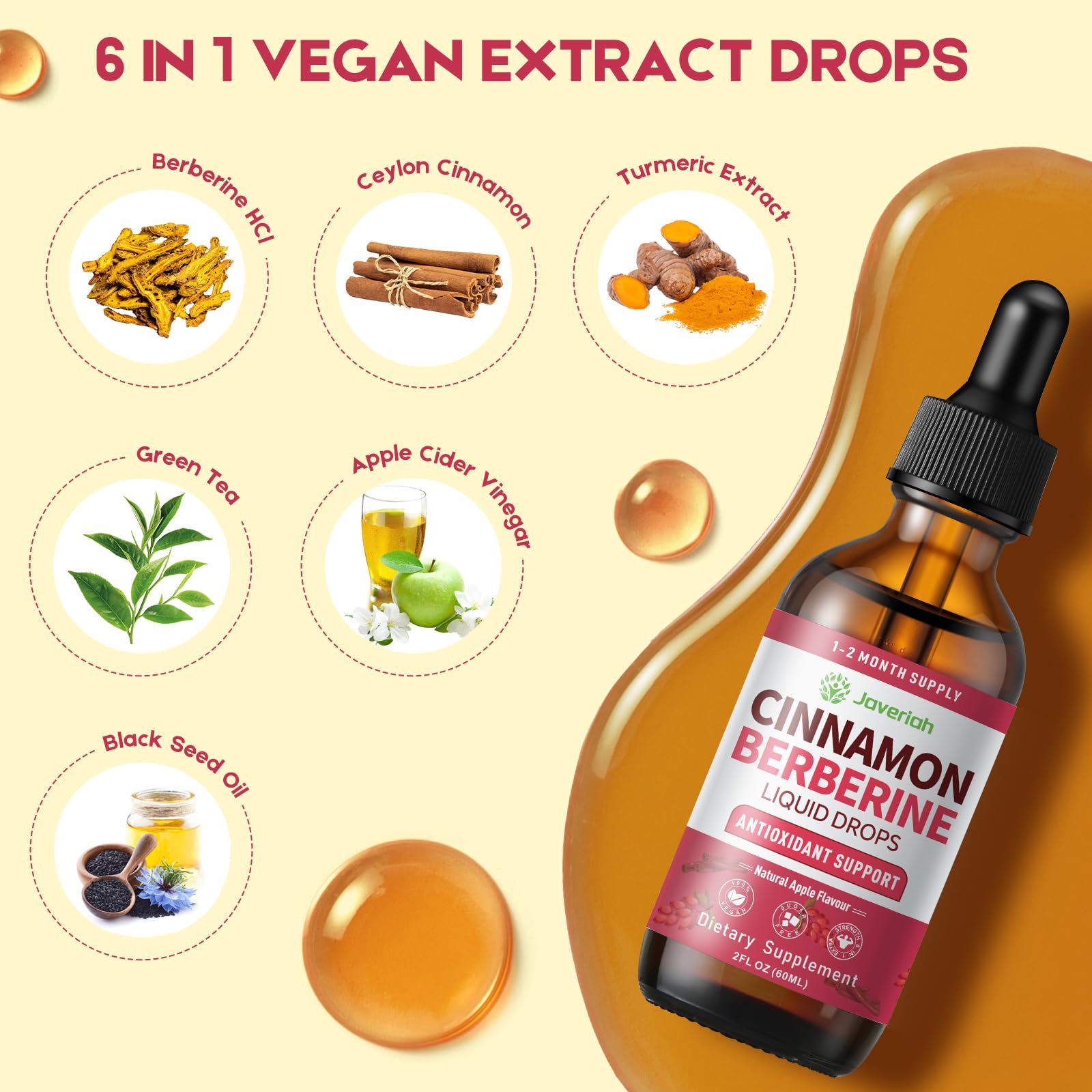 Javeriah Turmeric Extract Drops with vibrant color and convenient dropper.