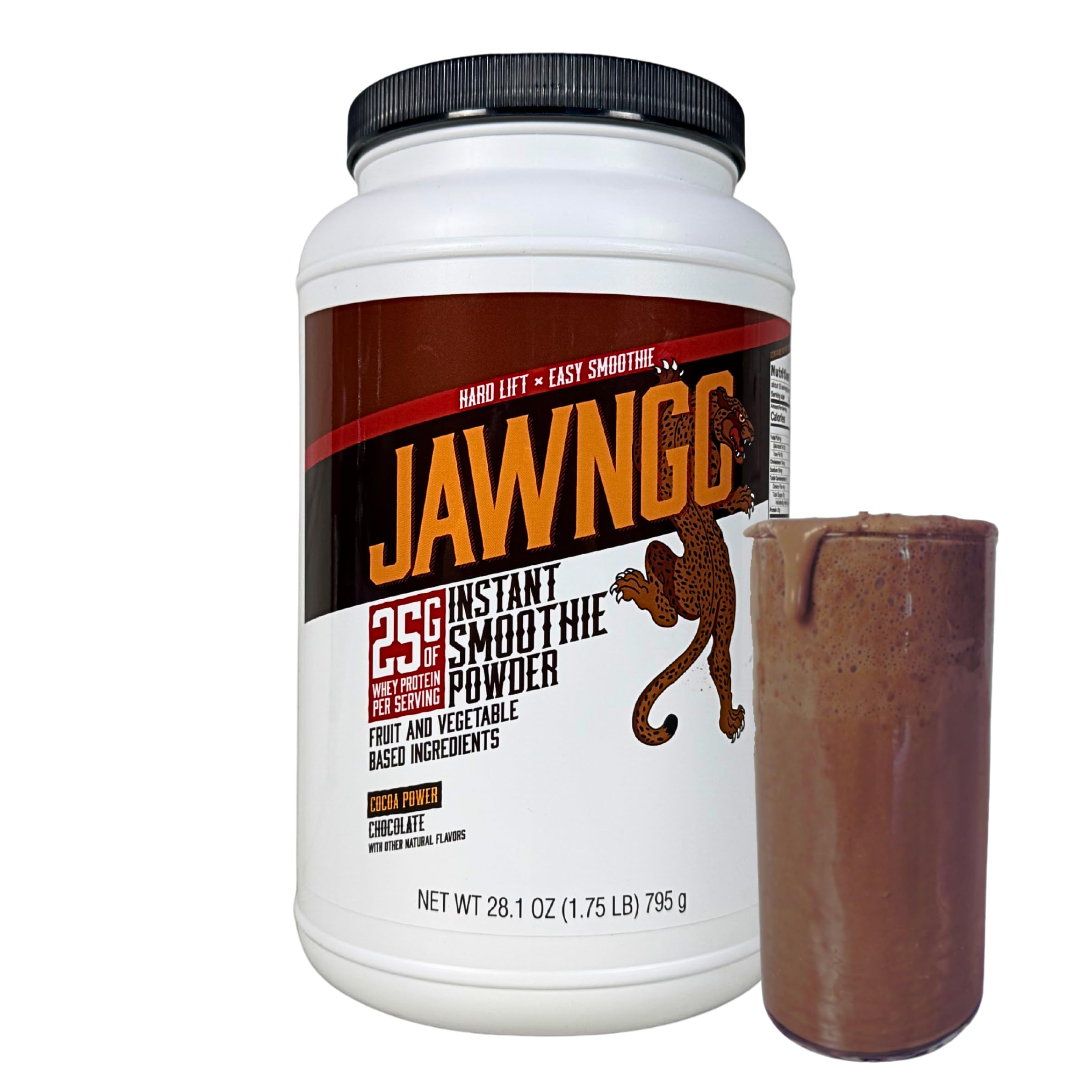 Jawngo Chocolate Protein Smoothie packaging shows convenient on-the-go nutrition
