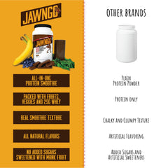 Serving tall glass of Jawngo Smoothie demonstrates quick, satisfying nutrition anytime