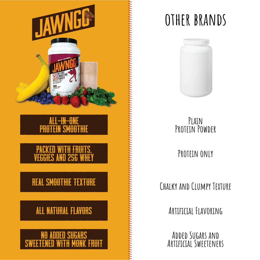 Jawngo bottle beside coconut milk evokes versatile, convenient on-the-go nutrition.