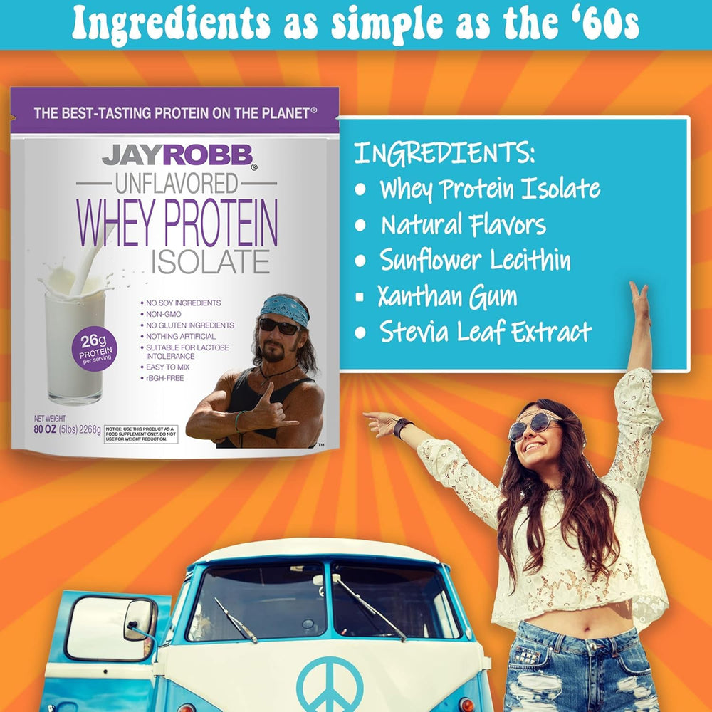Jay Robb Whey Isolate 5 lb tub ready for keto-friendly routines.