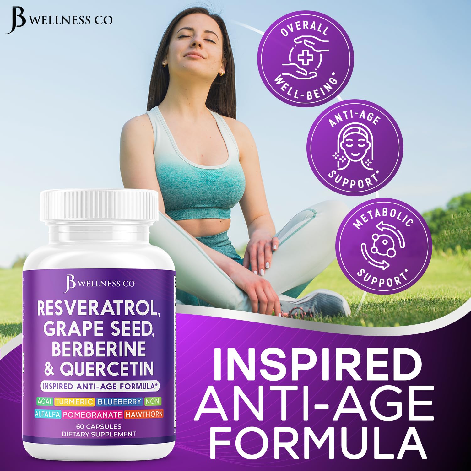 Berberine capsules from JB Wellness Co for daily wellness support.