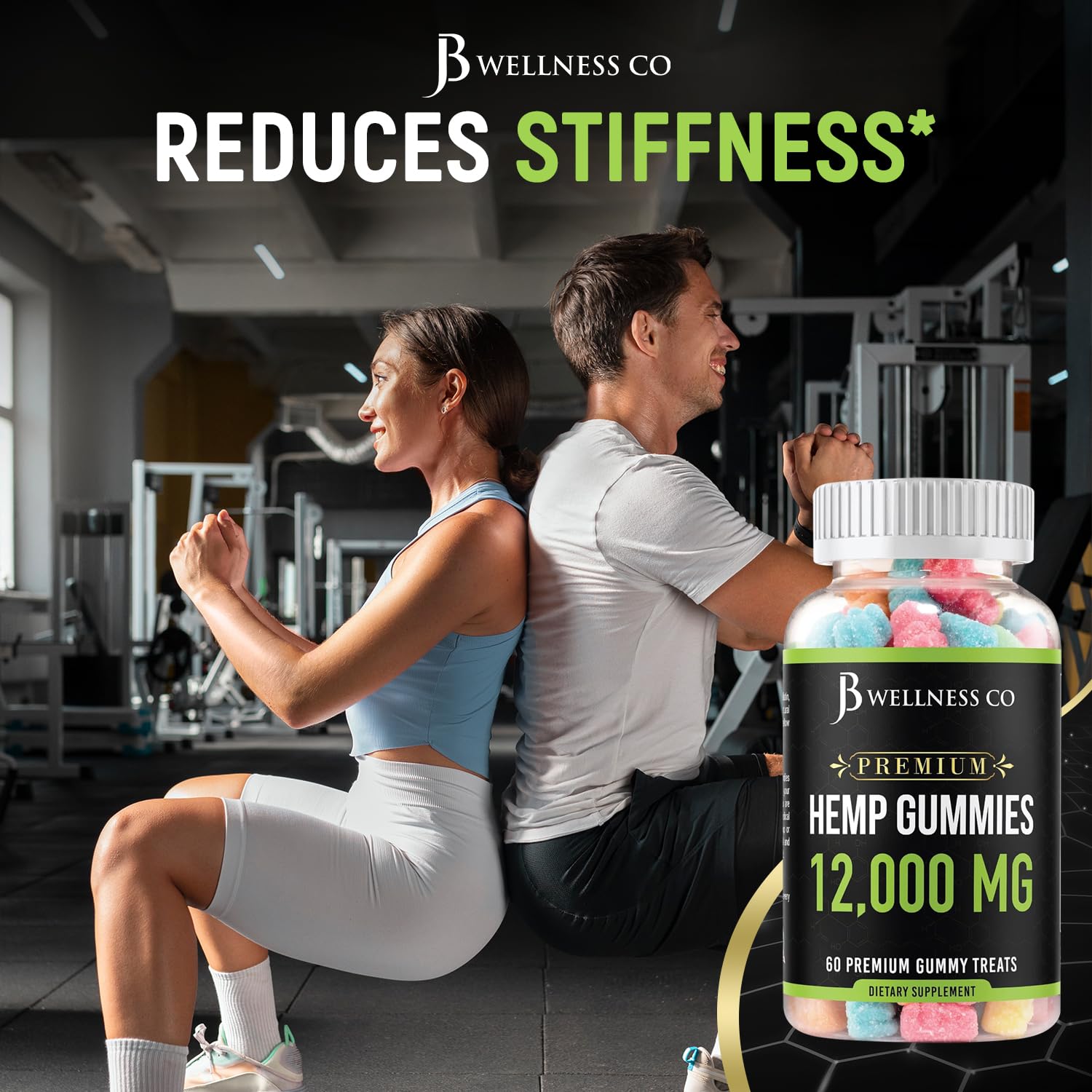JB Wellness Co gummies on shelf hint at natural ingredients.