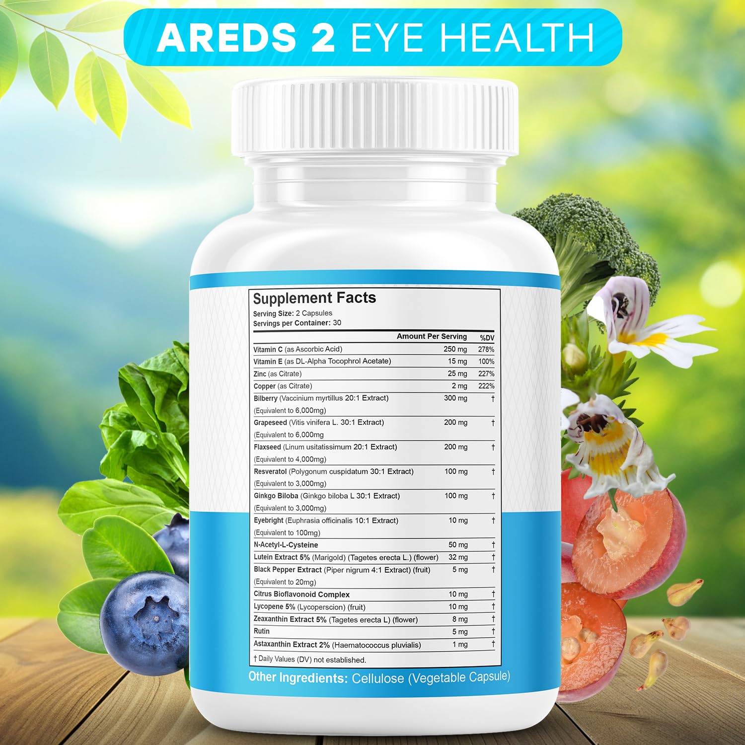 JB Wellness Co AREDS2 bilberry capsules for healthy vision support