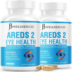 JB Wellness Co AREDS2 eye vitamin bottle with veggie capsules for daily eye support