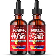 JB Wellness Co berberine-cinnamon-drops bottle pour showcases convenient daily supplementation