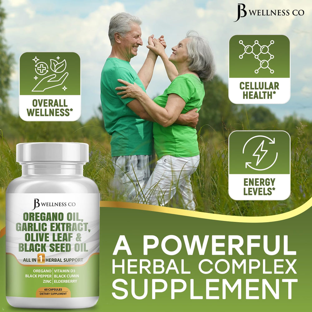 JB Wellness Co black seed oil capsules, versatile immune and digestive aid.
