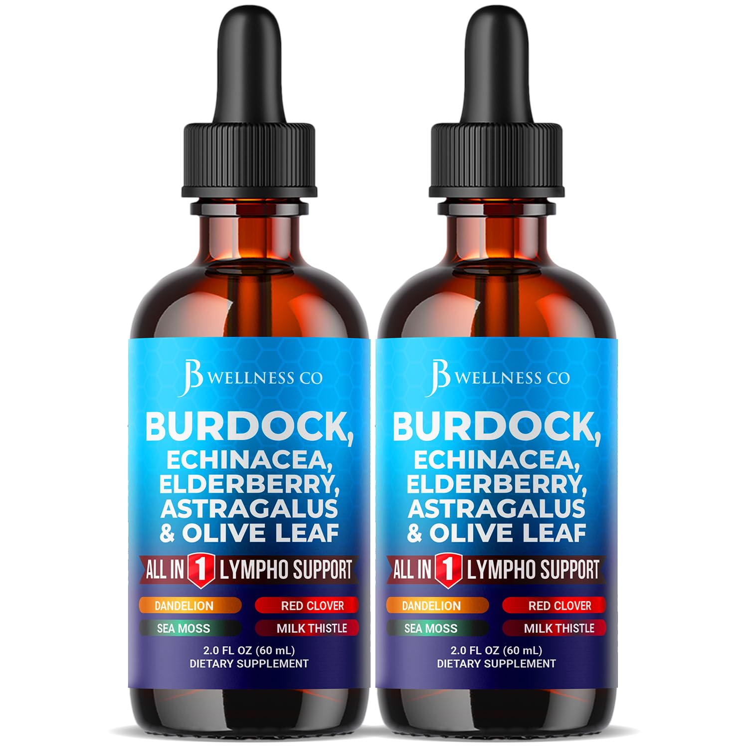 JB Wellness Co Burdock Drainage Drops bottle with dropper for easy dosing