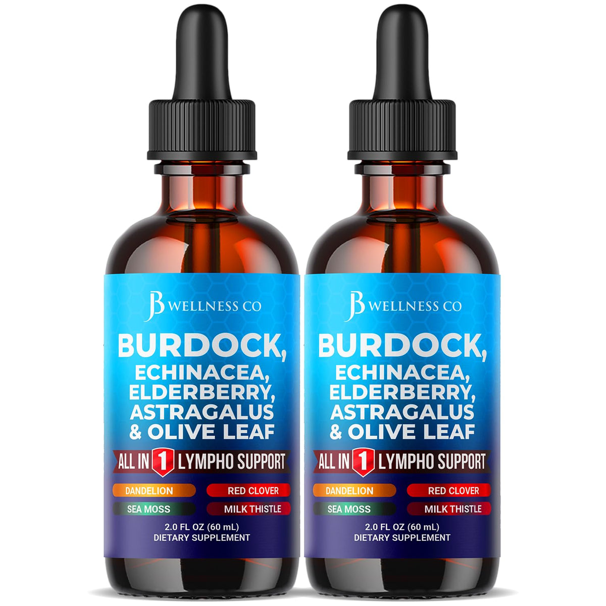 JB Wellness Co Burdock Drainage Drops bottle with dropper for easy dosing