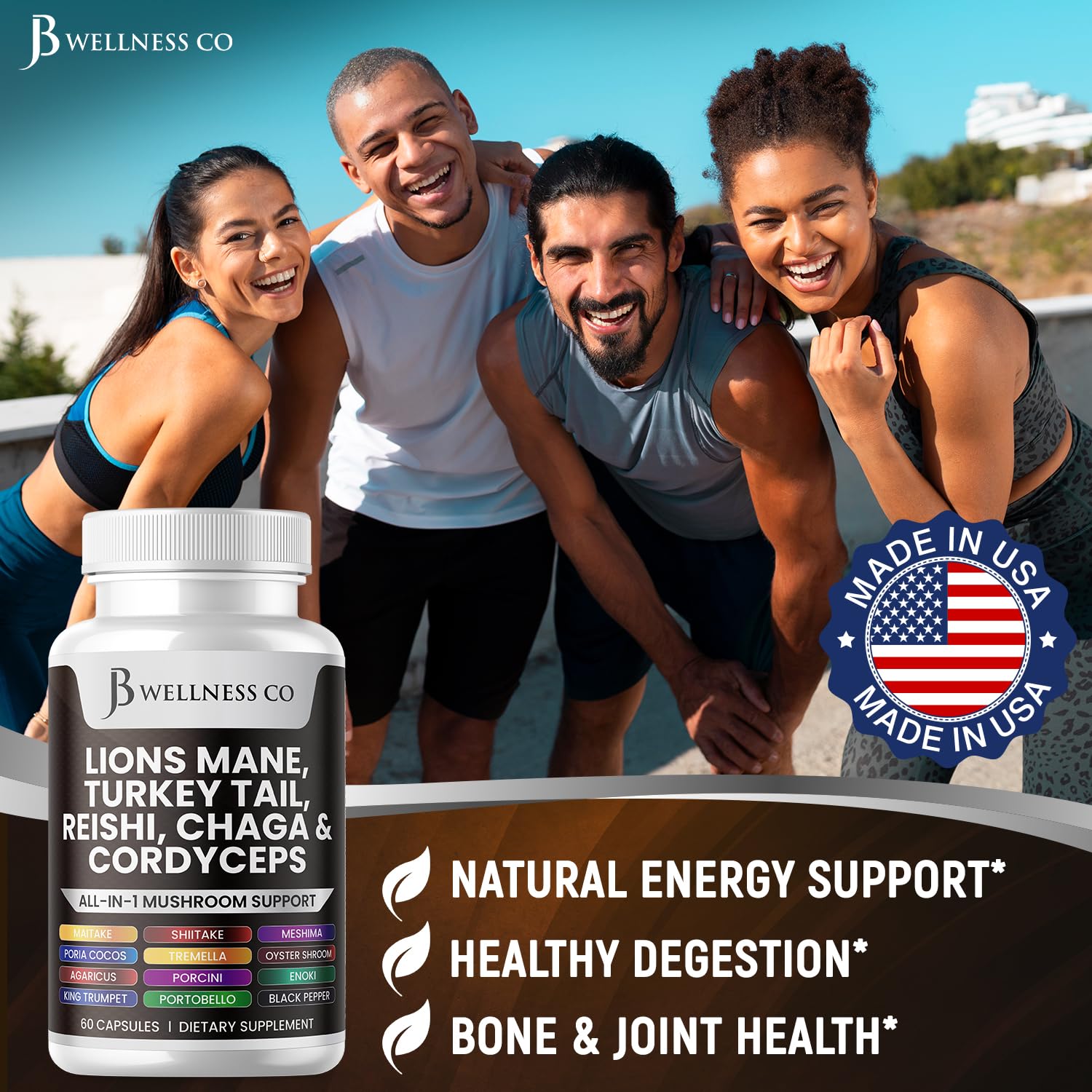 JB Wellness Co Chaga powder showcases earthy, antioxidant-rich formula