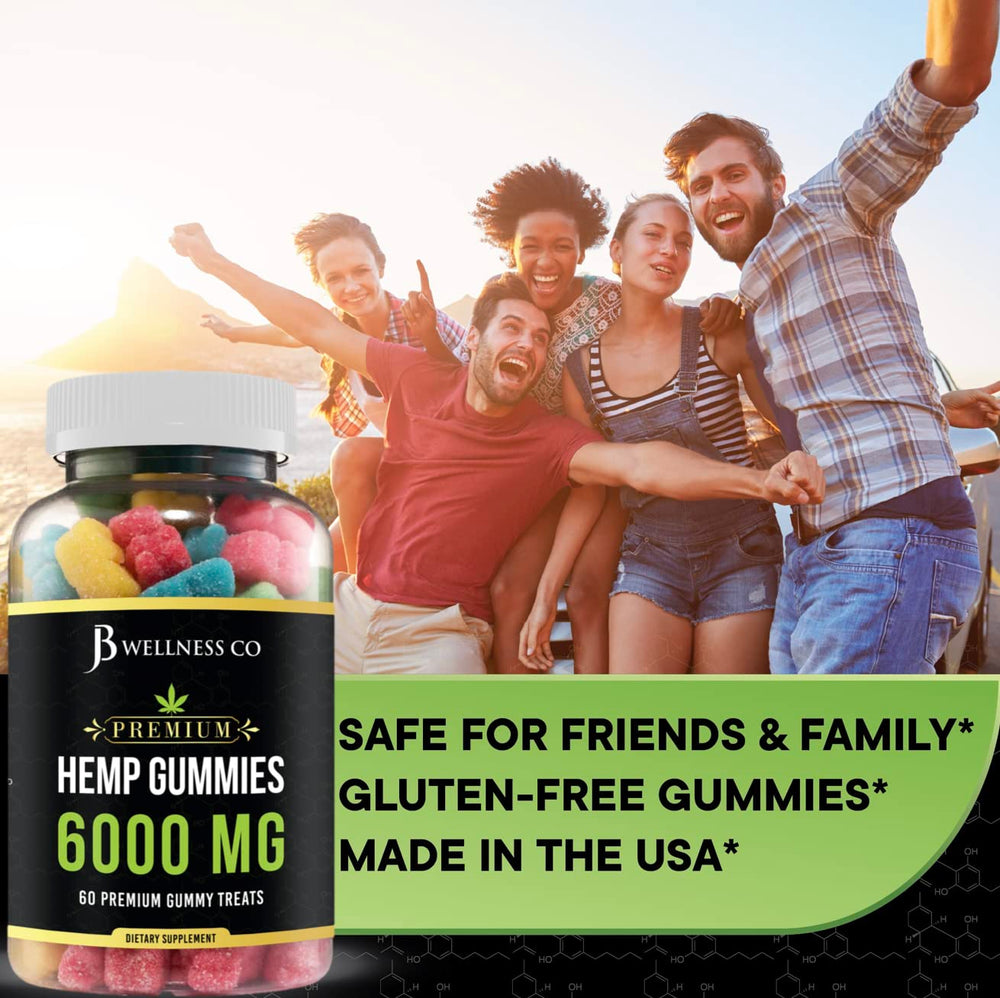 JB Wellness Co Hemp Gummies back panel reveals ingredients and serving guidance for routines