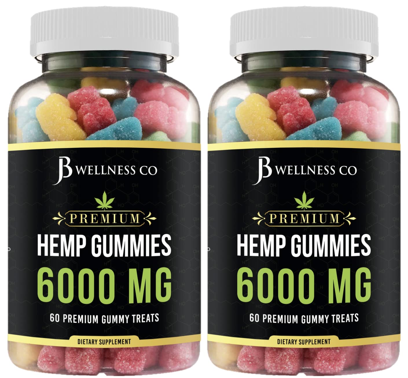 JB Wellness Co Hemp Gummies front packaging highlights the advanced two-pack for daily enjoyment