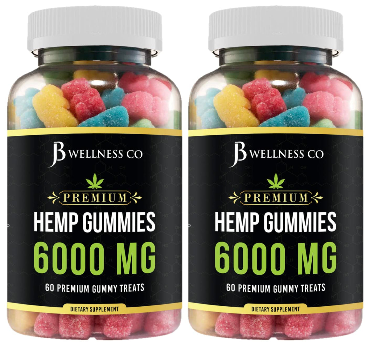 JB Wellness Co Hemp Gummies front packaging highlights the advanced two-pack for daily enjoyment