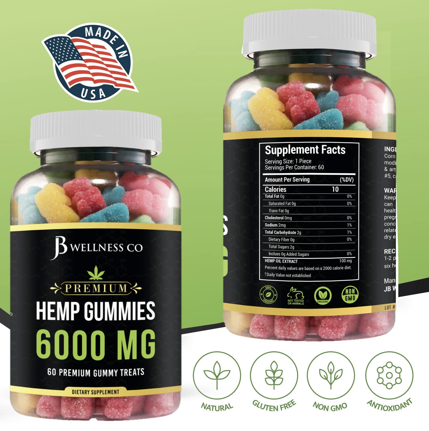 JB Wellness Co Hemp Gummies open-pack display suggests value in a convenient two-pack