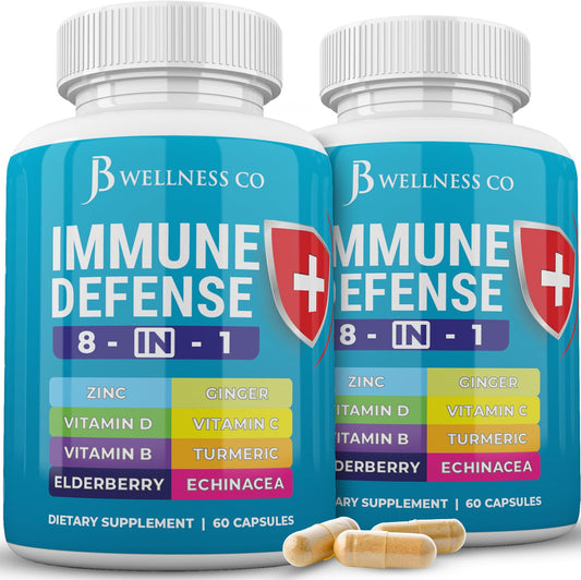 JB Wellness Co Immune Support bottle front, daily defense for busy days.