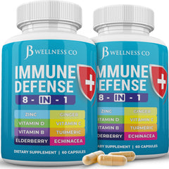 JB Wellness Co Immune Support bottle front, daily defense for busy days.